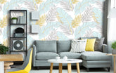 Blue Gold Jungle Leaves Wallpaper